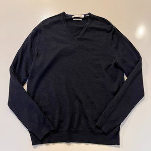 Calvin Klein Merino Wool Sweater Men Blue Classic Sweatshirt Casual Size Small